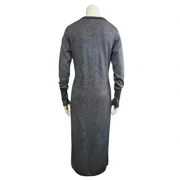 PERUVIAN CONNECTION metallic gray long cardigan duster dress women’s large - Picture 11 of 15